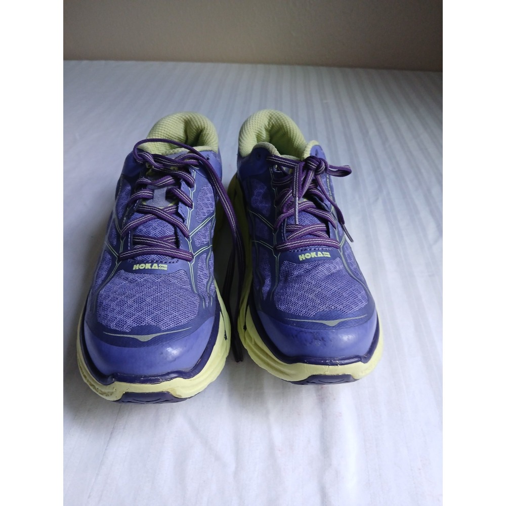 Hoka One One Women's Purple and Yellow Running Shoes - Picture 2 of 14